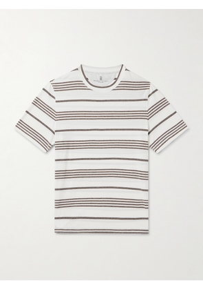 Brunello Cucinelli - Striped Cotton-Jersey T-Shirt - Men - Brown - S