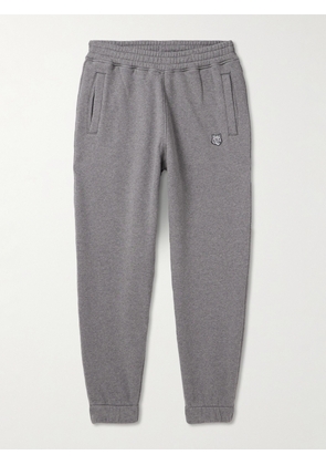 Maison Kitsuné - Tapered Logo-Appliquéd Cotton-Jersey Sweatpants - Men - Gray - XS