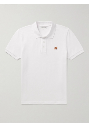 Maison Kitsuné - Logo-Appliquéd Cotton-Piqué Polo Shirt - Men - White - XS