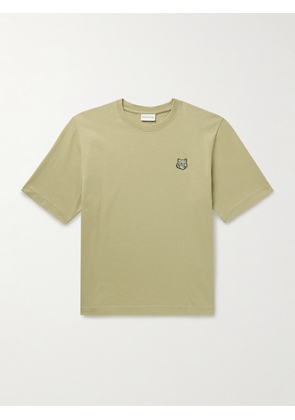 Maison Kitsuné - Logo-Appliquéd Cotton-Jersey T-Shirt - Men - Green - XS