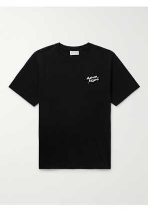 Maison Kitsuné - Logo-Embroidered Cotton-Jersey T-Shirt - Men - Black - XS
