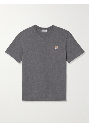 Maison Kitsuné - Logo-Appliquéd Mélange Cotton-Jersey T-Shirt - Men - Gray - XS