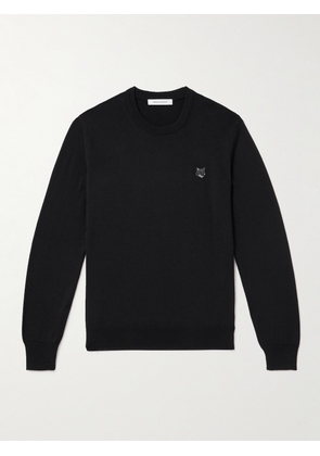 Maison Kitsuné - Slim-Fit Logo-Appliquéd Wool Sweater - Men - Black - XS