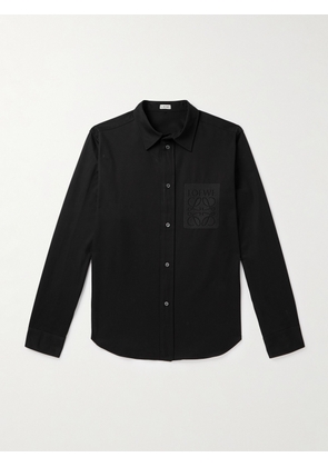 LOEWE - Logo-Embroidered Cotton-Poplin Shirt - Men - Black - EU 37