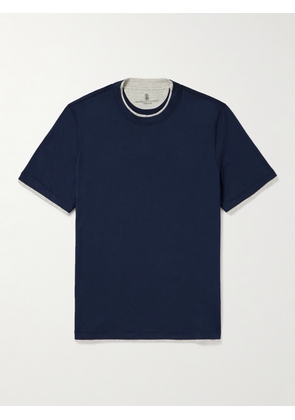 Brunello Cucinelli - Layered Cotton-Jersey T-Shirt - Men - Blue - S