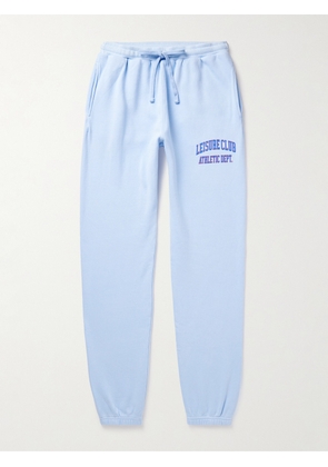 Pasadena Leisure Club - Athletic Dept. Tapered Logo-Print Garment-Dyed Cotton-Jersey Sweatpants - Men - Blue - S