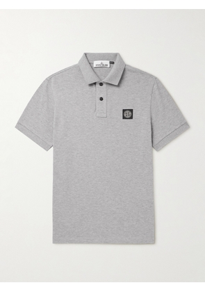 Stone Island - Logo-Appliquéd Cotton-Blend Piqué Polo Shirt - Men - Gray - S