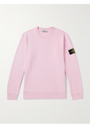 Stone Island - Logo-Appliquéd Garment-Dyed Cotton-Jersey Sweatshirt - Men - Pink - S