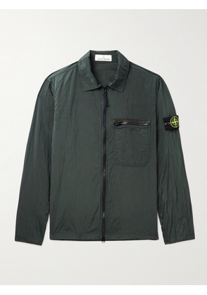 Stone Island - Logo-Appliquéd Garment-Dyed Crinkle Reps ECONYL® Nylon Overshirt - Men - Green - S