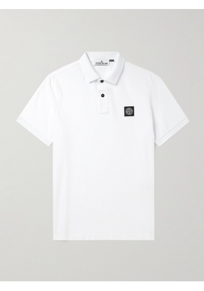 Stone Island - Logo-Appliquéd Cotton-Blend Piqué Polo Shirt - Men - White - S