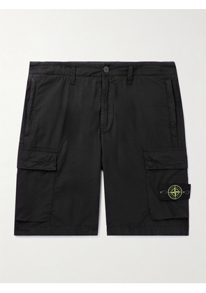 Stone Island - Straight-Leg Logo-Appliquéd Cotton-Blend Canvas Cargo Shorts - Men - Black - UK/US 28