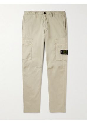 Stone Island - Straight-Leg Logo-Appliquéd Supima Cotton-Blend Cargo Trousers - Men - Neutrals - UK/US 28