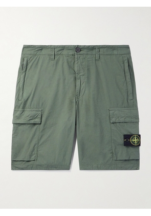 Stone Island - Straight-Leg Logo-Appliquéd Cotton-Blend Canvas Cargo Shorts - Men - Green - UK/US 28