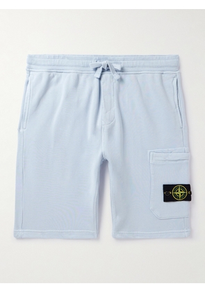 Stone Island - Straight-Leg Logo-Appliquéd Garment-Dyed Cotton-Jersey Drawstring Shorts - Men - Blue - S