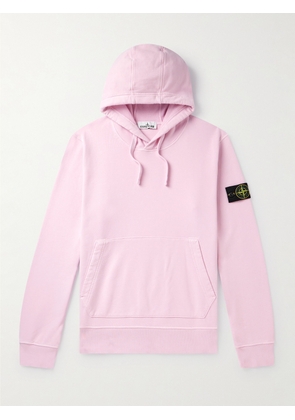 Stone Island - Logo-Appliquéd Garment-Dyed Cotton-Jersey Hoodie - Men - Pink - S