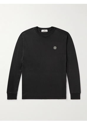 Stone Island - Logo-Appliquéd Garment-Dyed Cotton-Jersey T-Shirt - Men - Black - S
