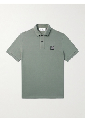 Stone Island - Logo-Appliquéd Cotton-Blend Piqué Polo Shirt - Men - Green - S
