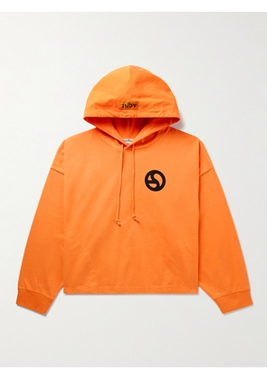 Acne Studios - Fester H U Logo-Print Cotton-Jersey Hoodie - Men - Orange - XS