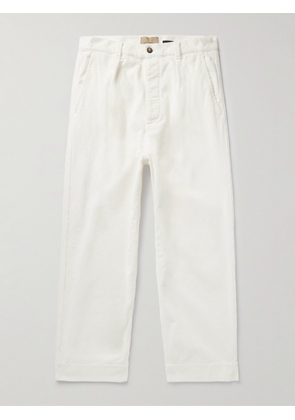 Federico Curradi - Wide-Leg Pleated Cotton-Blend Corduroy Trousers - Men - White - IT 46
