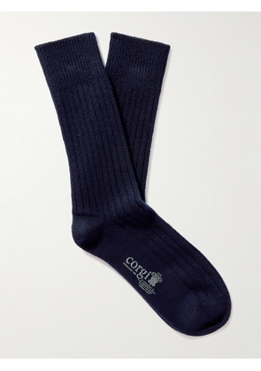 Kingsman - Ribbed Cashmere Socks - Men - Blue - S