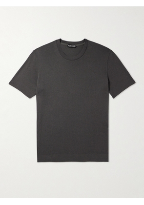 TOM FORD - Placed Rib Slim-Fit Lyocell and Cotton-Blend T-Shirt - Men - Gray - IT 44