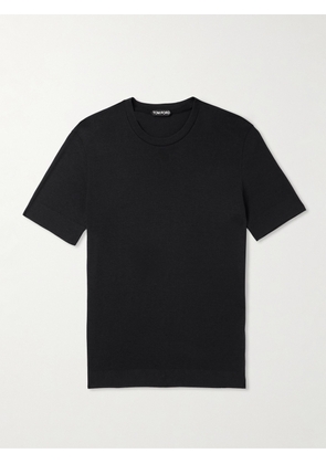 TOM FORD - Placed Rib Slim-Fit Lyocell and Cotton-Blend Jersey T-Shirt - Men - Black - IT 44
