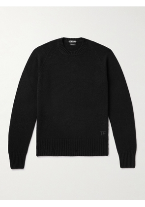 TOM FORD - Logo-Embroidered Knitted Cashmere Sweater - Men - Black - IT 44