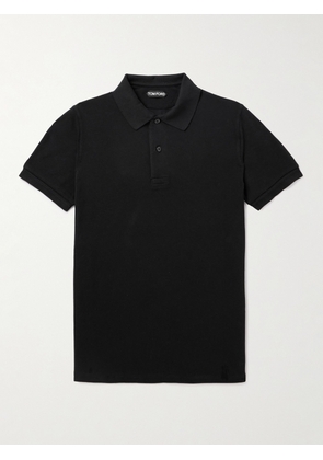 TOM FORD - Garment-Dyed Cotton-Piqué Polo Shirt - Men - Black - IT 44