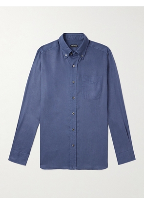 TOM FORD - Button-Down Collar Lyocell-Poplin Shirt - Men - Blue - EU 39