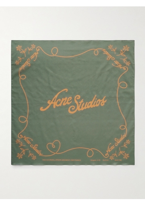 Acne Studios - Logo-Print Cotton-Voile Scarf - Men - Green