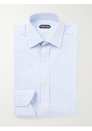 TOM FORD - Striped Cotton-Poplin Shirt - Men - Blue - EU 38