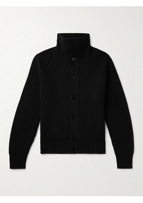 TOM FORD - Ribbed Wool and Cashmere-Blend Cardigan - Men - Black - IT 44