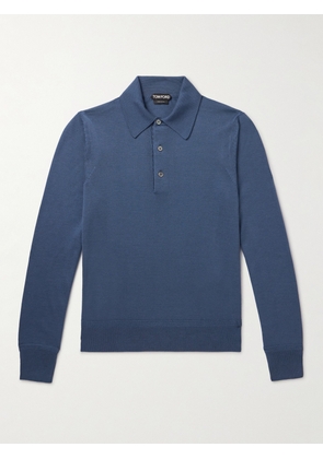 TOM FORD - Slim-Fit Cashmere and Silk-Blend Polo Shirt - Men - Blue - IT 44