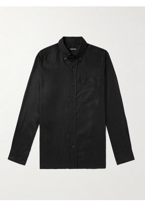 TOM FORD - Button-Down Collar Lyocell-Poplin Shirt - Men - Black - EU 39