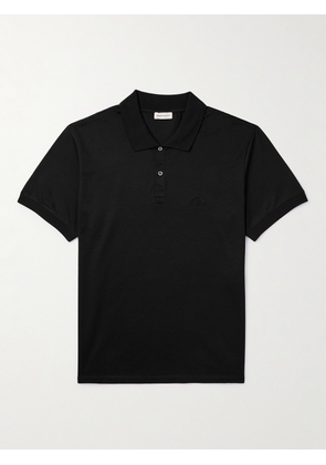 Alexander McQueen - Logo-Embroidered Cotton-Jersey Polo Shirt - Men - Black - S