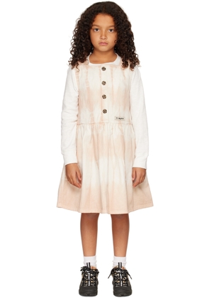 Wynken Kids Pink & Off-White Maria Pinafore Dress