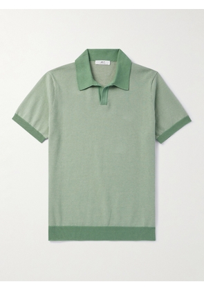 Mr P. - Honeycomb-Knit Cotton Polo Shirt - Men - Green - XS