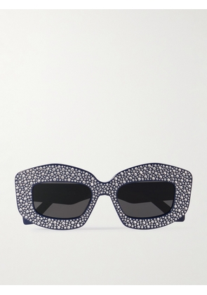 LOEWE - D-Frame Crystal-Embellished Acetate Sunglasses - Men - Blue