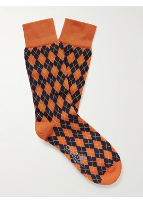 Kingsman - Argylle Cotton and Nylon-Blend Socks - Men - Orange - S