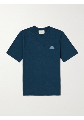 Folk - Embroidered Slub Cotton-Jersey T-Shirt - Men - Blue - 1