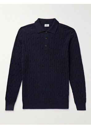 Ghiaia Cashmere - Cable-Knit Cashmere Polo Shirt - Men - Blue - S