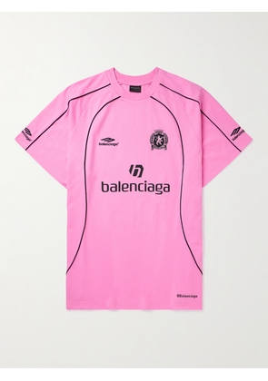 Balenciaga - Oversized Embroidered Logo-Print Cotton-Jersey T-Shirt - Men - Pink - 1