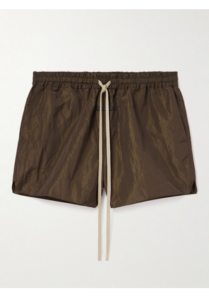 Fear of God - Logo-Appliquéd Crinkled-Shell Drawstring Shorts - Men - Brown - XS