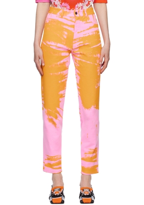AGR Pink & Orange Printed Jeans