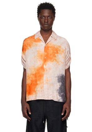 VEIN Orange Open Collar Shirt