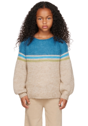 Longlivethequeen Kids Beige & Blue Striped Sweater