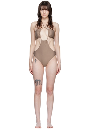 Rosetta Getty SSENSE Exclusive Taupe Cut-Out One-Piece Swimsuit