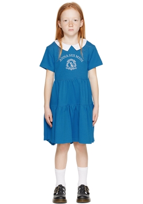 ANNA SUI MINI Kids Blue Embroidered Dress