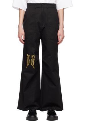 We11done Black Embroidered Trousers