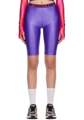 Versace Jeans Couture Purple Shiny Bike Shorts